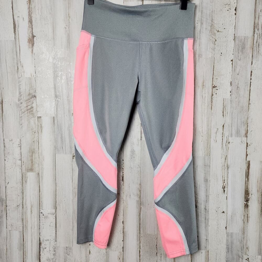 Avia Athletic Workout Leggings Gray Pink Size Small